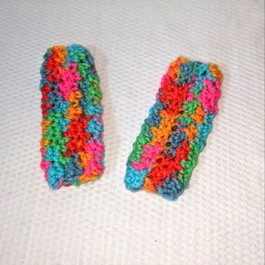 🌈 Rainbow Pan Handle or Freeze Pop Holders Set of 2 Crochet HANDCRAFTED